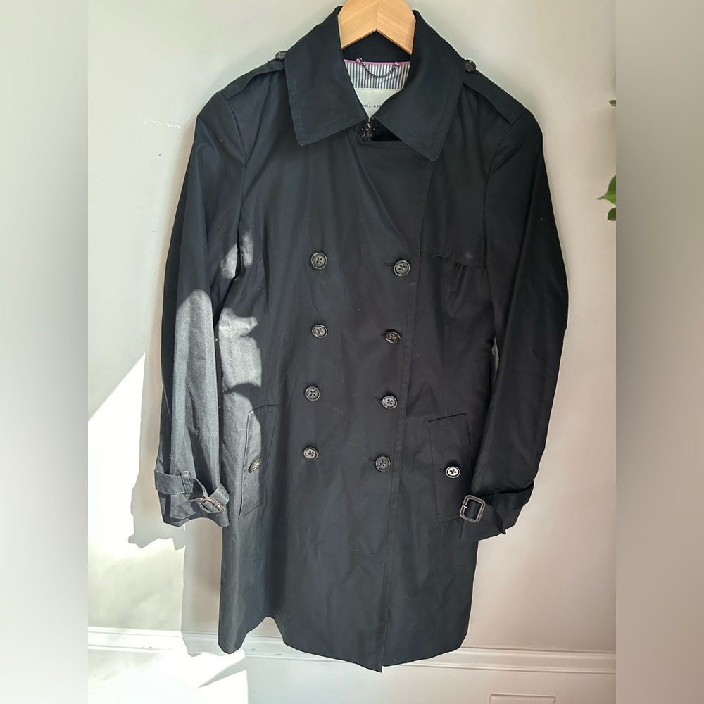 Banana Republic Black Trench Coat Size Small